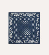 Navy Rope Border Print Silk Bandana
