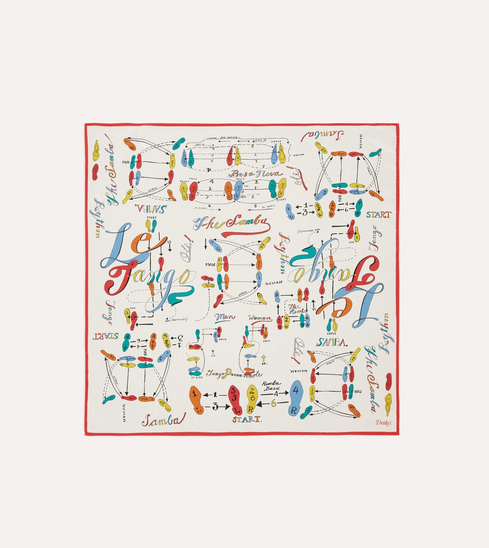 Dance Steps Print Silk Bandana