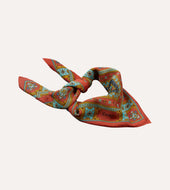 Red Blue And Gold Floral Medallion Print Wool Silk Bandana
