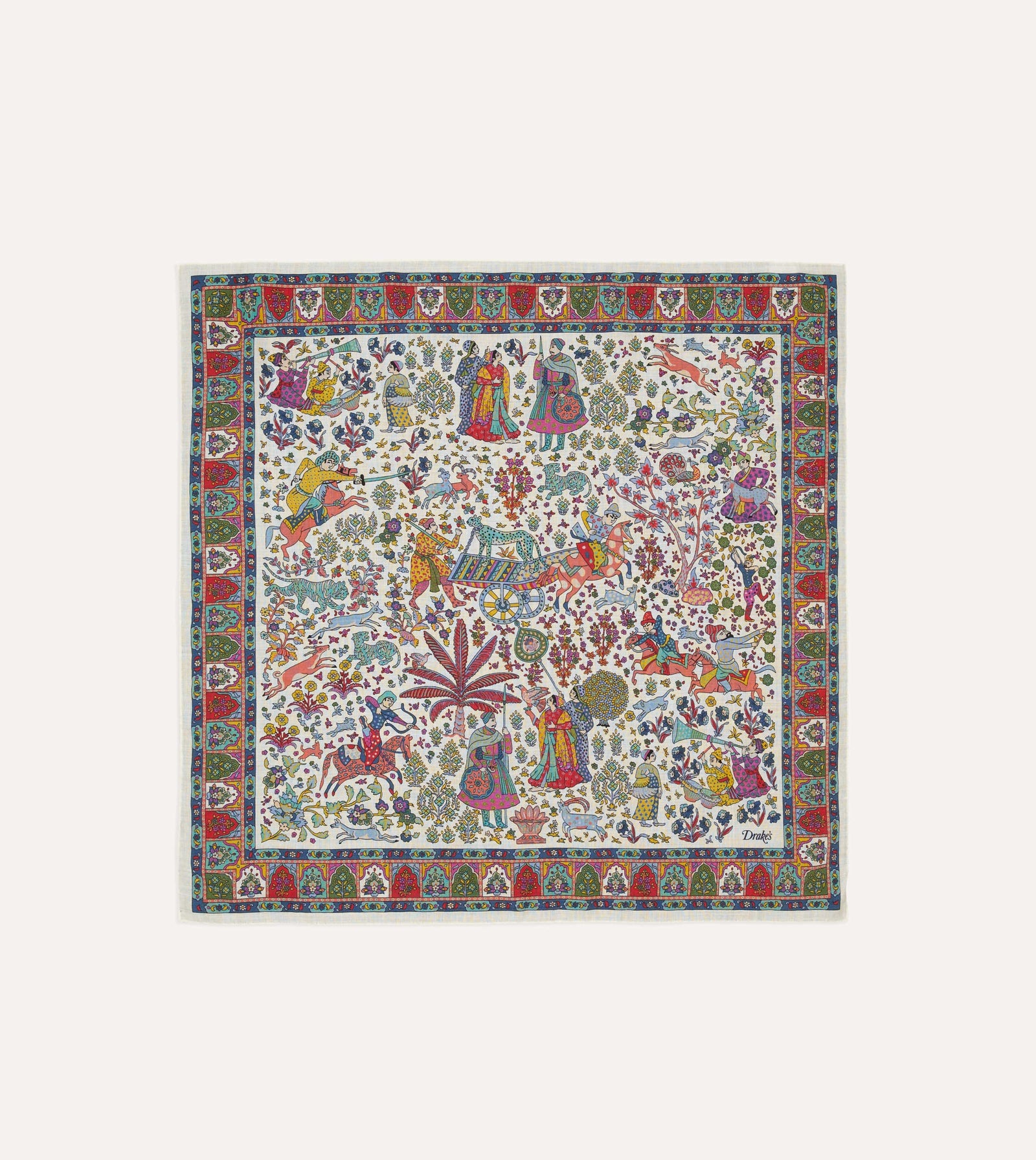 Floral Mughal Print Wool Silk Bandana
