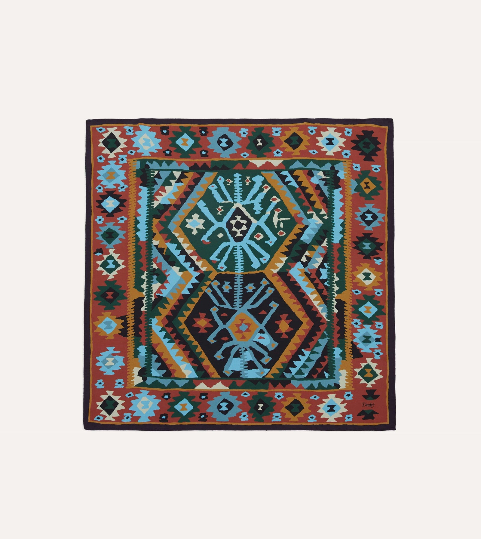 And Yellow Kilim Print Silk Bandana