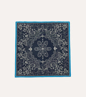 Navy Floral Paisley Print Silk Bandana