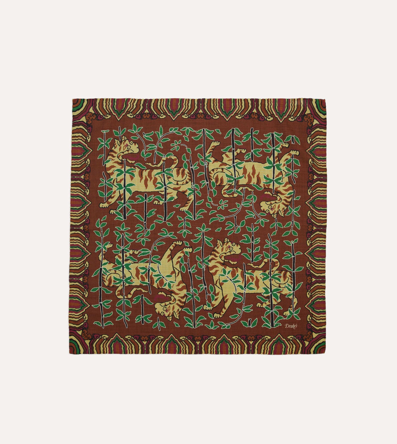 Tigers Print Wool Silk Bandana