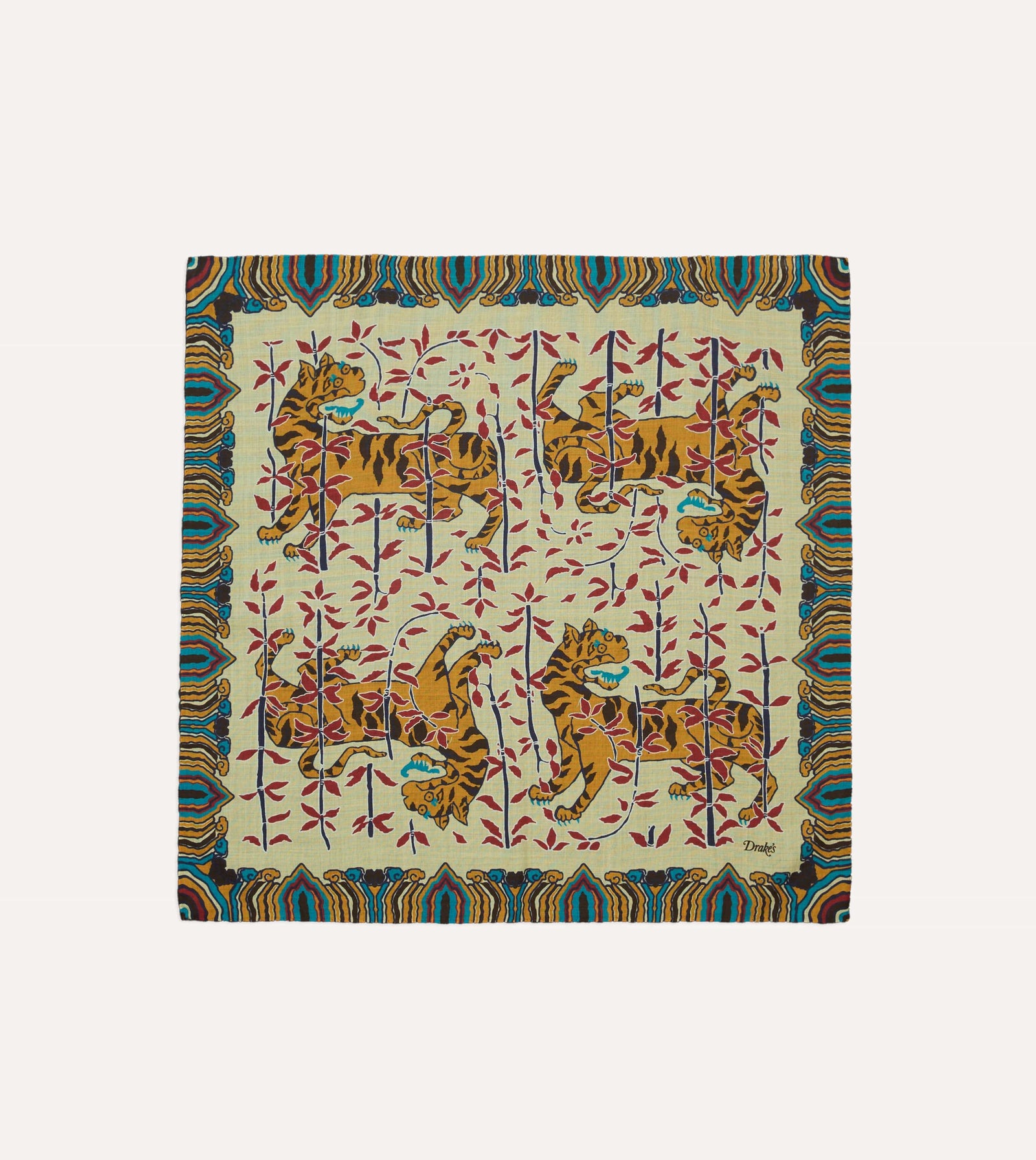 Tigers Print Wool Silk Bandana