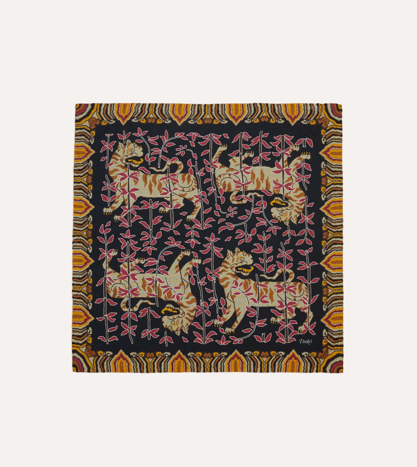 Tigers Print Wool Silk Bandana