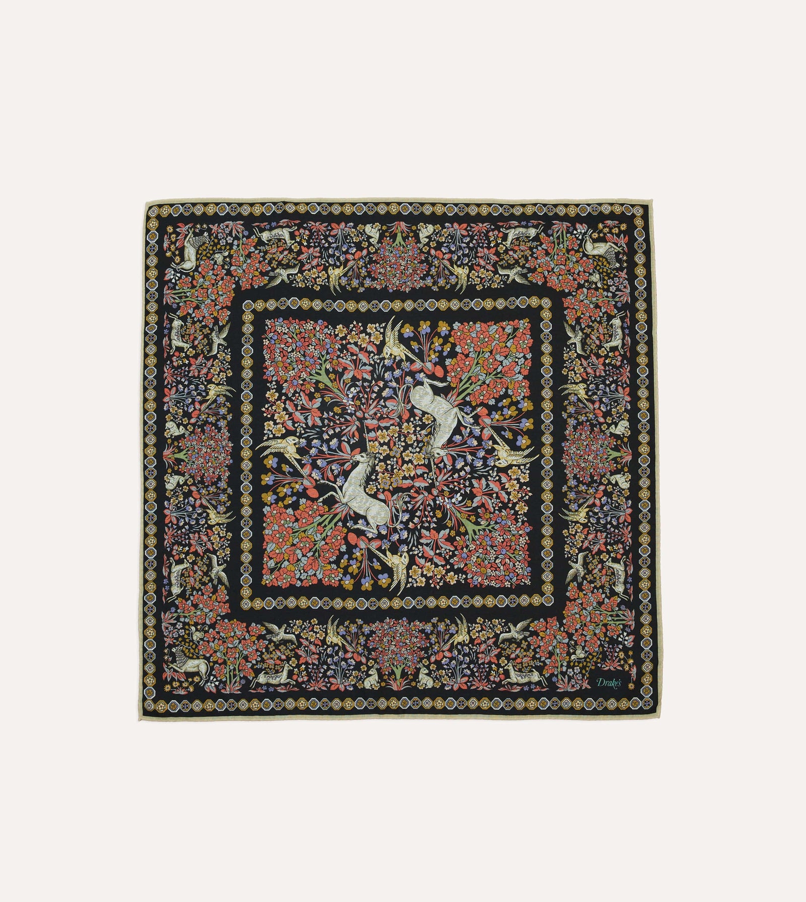 Mythical Forest Print Wool Silk Bandana