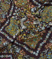 Purple Mythical Forest Print Wool Silk Bandana