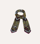Purple Mythical Forest Print Wool Silk Bandana