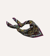 Purple Mythical Forest Print Wool Silk Bandana