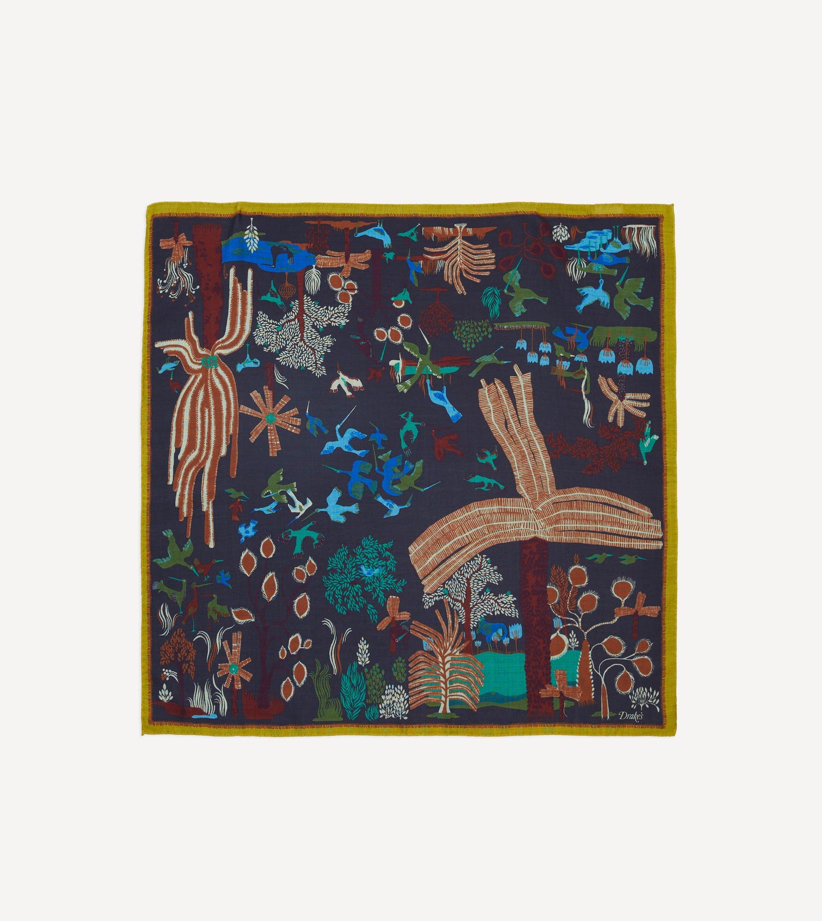Palm Print Wool Silk Bandana