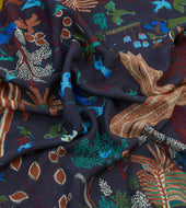 Palm Print Wool Silk Bandana