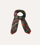 Green Palm Print Wool Silk Bandana
