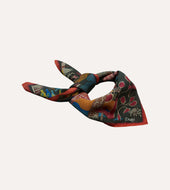 Green Palm Print Wool Silk Bandana