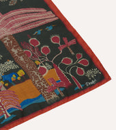 Green Palm Print Wool Silk Bandana
