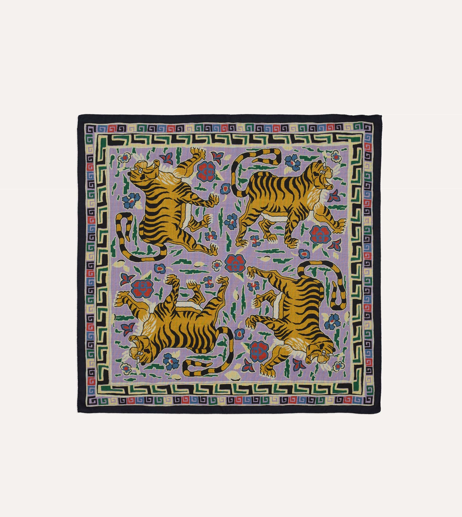 Shoyoroll By Drake S Tiger Print Wool Silk Bandana