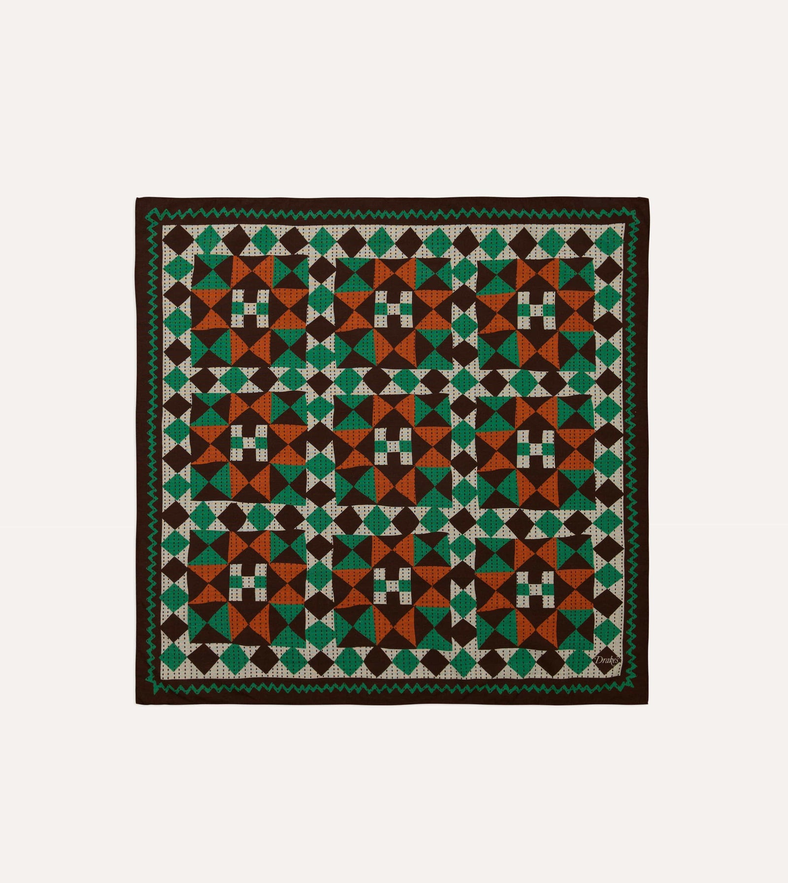 Patchwork Print Wool Silk Bandana
