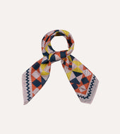 Pink Patchwork Print Wool Silk Bandana