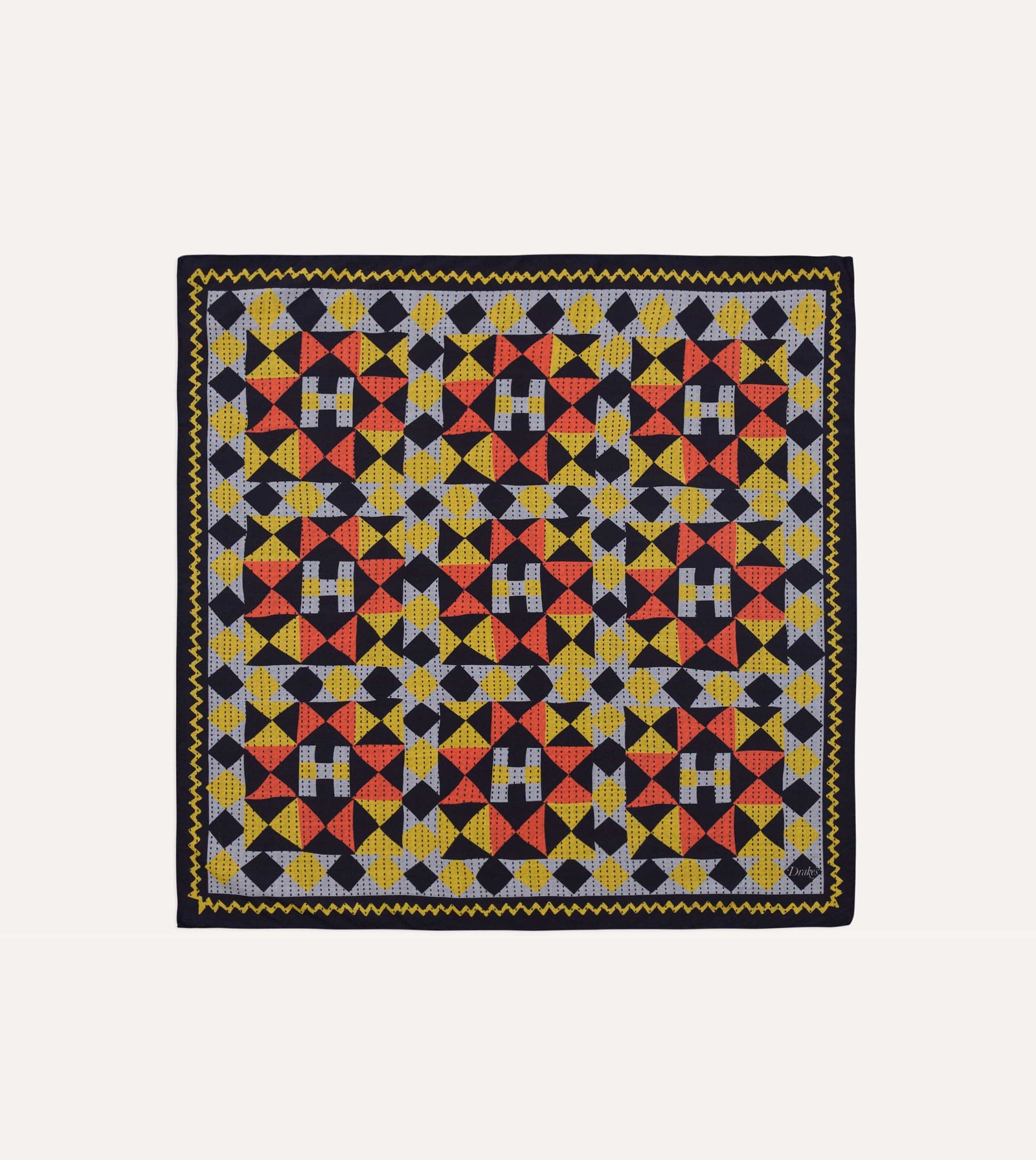 Patchwork Print Wool Silk Bandana