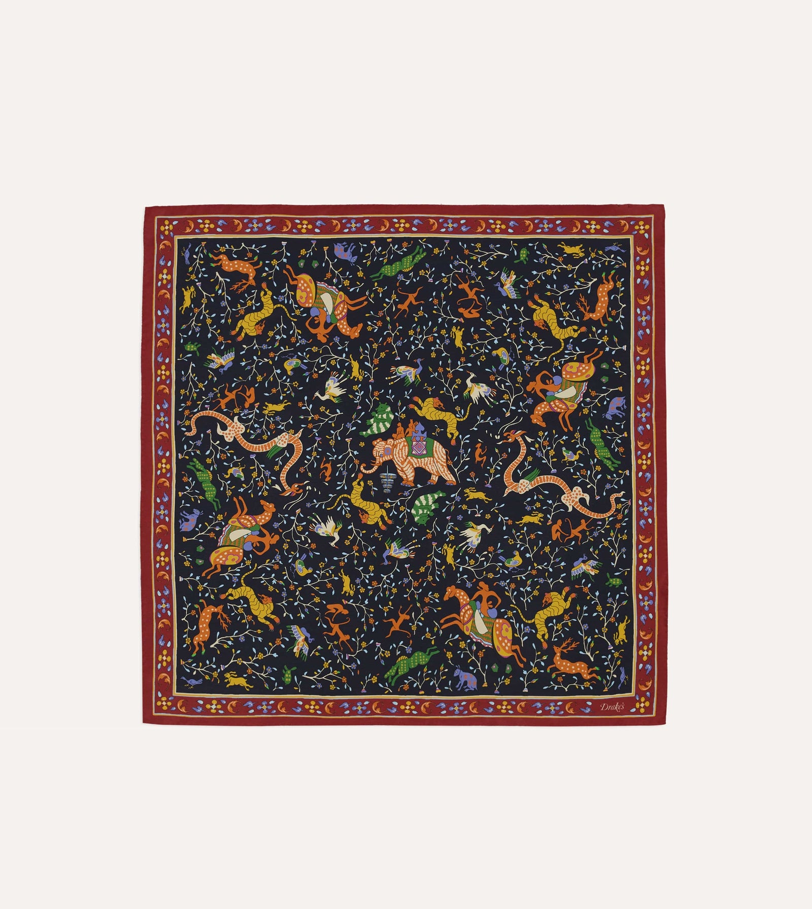 Animals And Flowers Print Silk Bandana