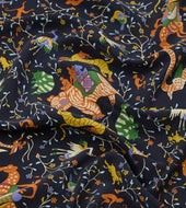 Animals And Flowers Print Silk Bandana