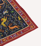Animals And Flowers Print Silk Bandana
