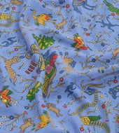 Animals And Flowers Print Silk Bandana
