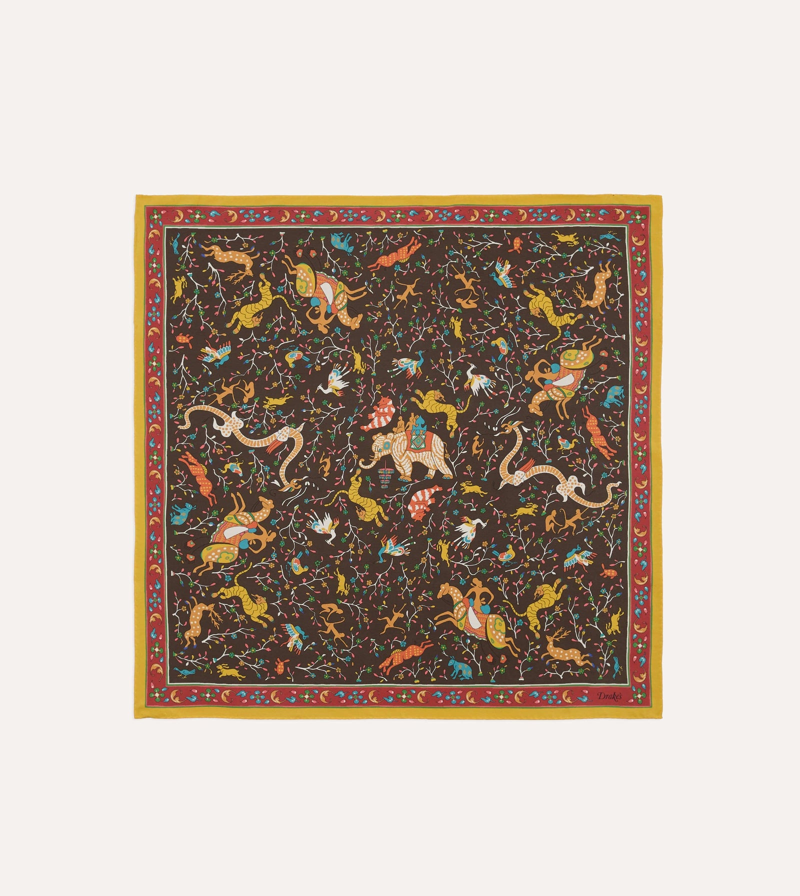 Animals And Flowers Print Silk Bandana