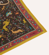 Animals And Flowers Print Silk Bandana