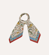 Animals And Flowers Print Silk Bandana