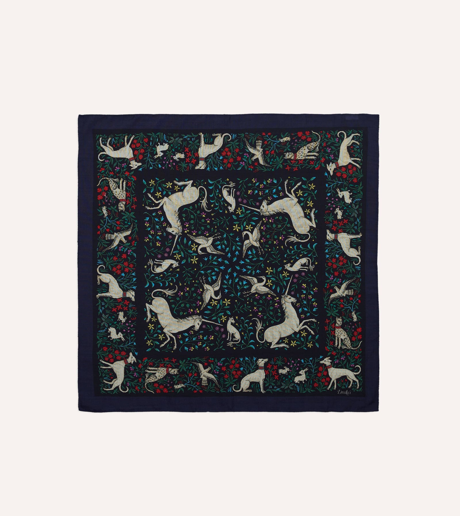 Unicorn Print Wool Silk Bandana