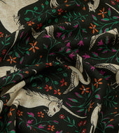 Green Unicorn Print Wool Silk Bandana