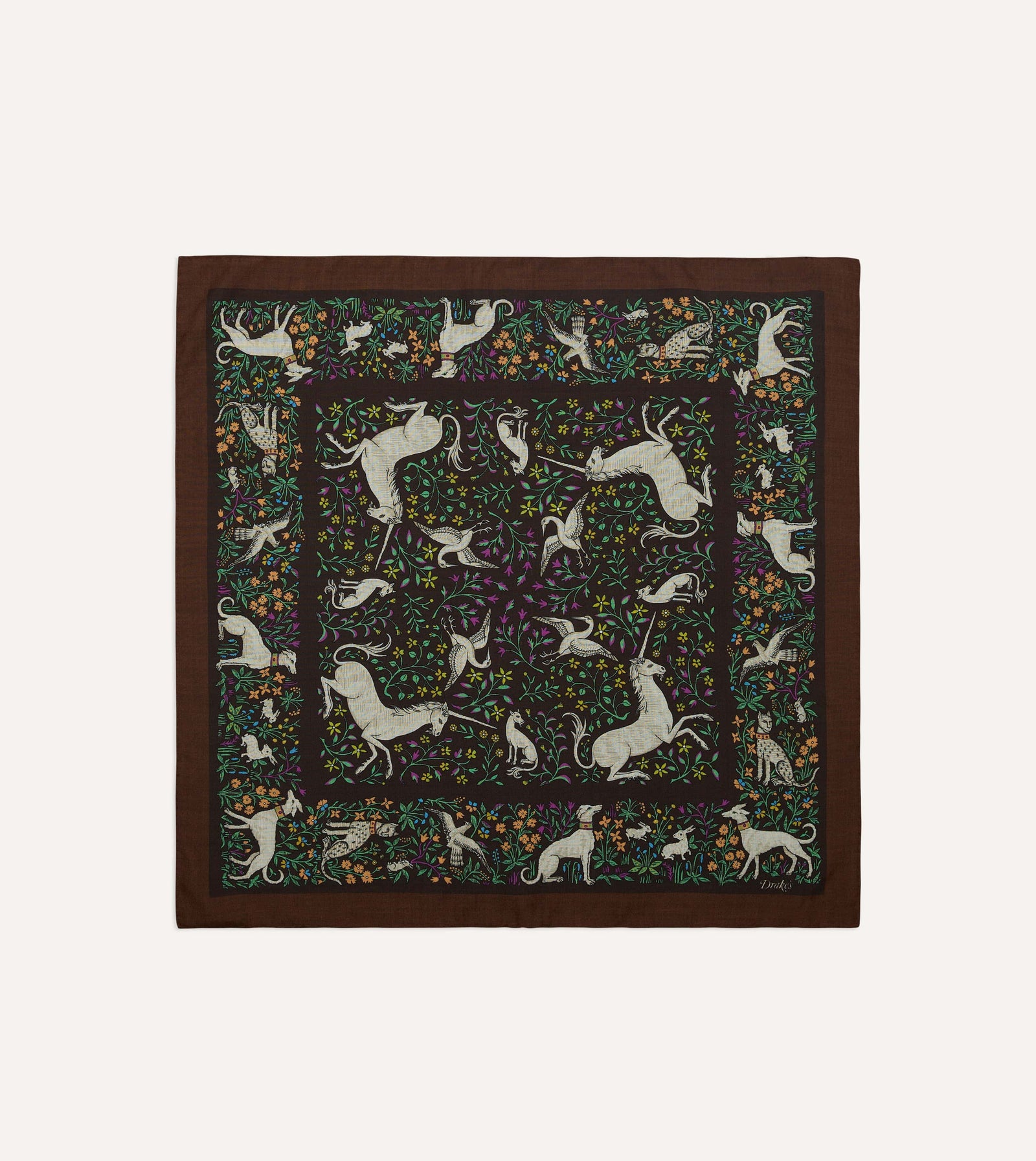 Unicorn Print Wool Silk Bandana
