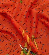 Red Acrobat Print Wool Silk Bandana