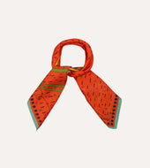 Red Acrobat Print Wool Silk Bandana