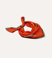 Red Acrobat Print Wool Silk Bandana