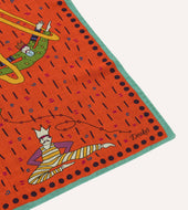 Red Acrobat Print Wool Silk Bandana