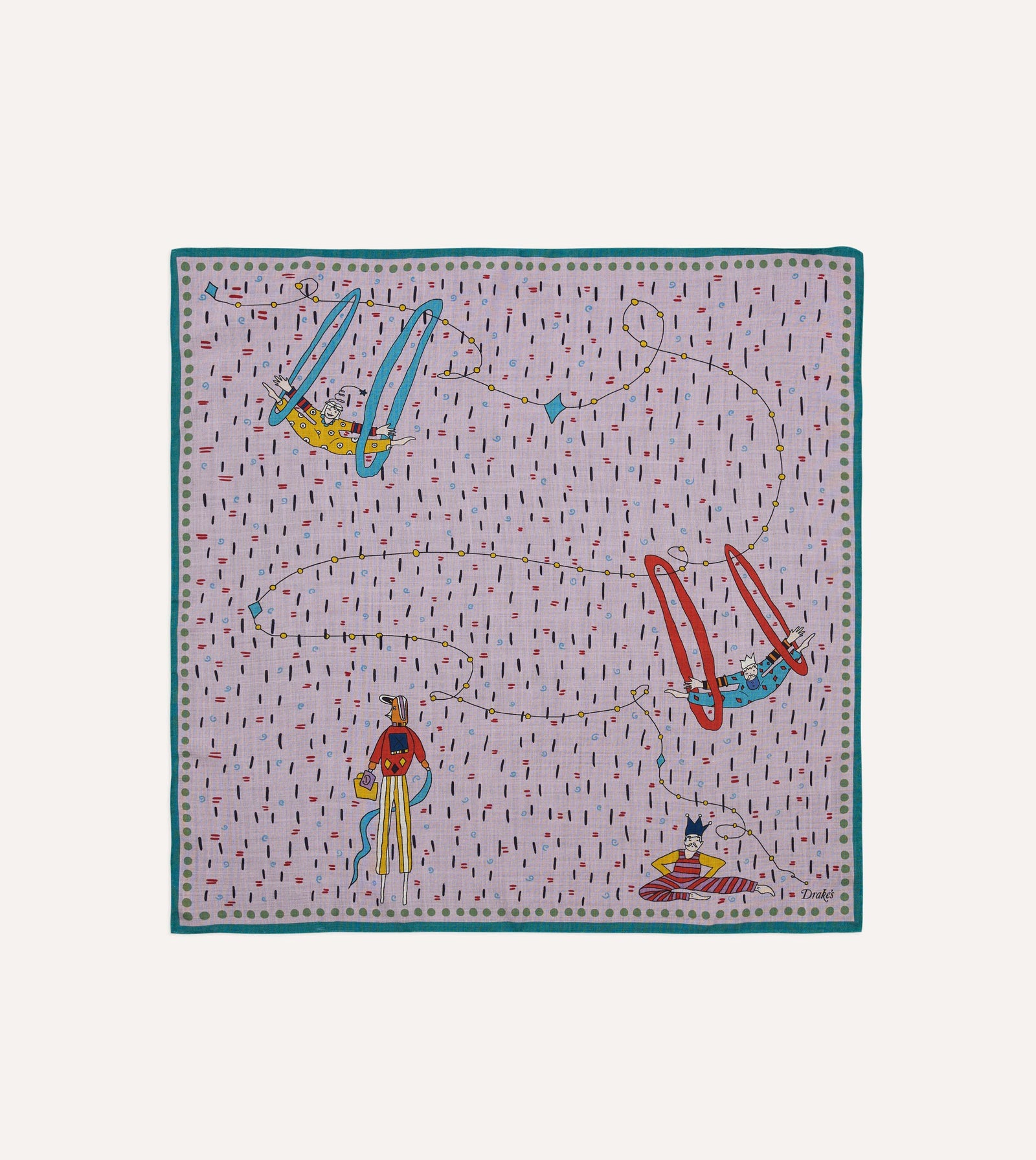 Lilac Acrobat Print Wool Silk Bandana