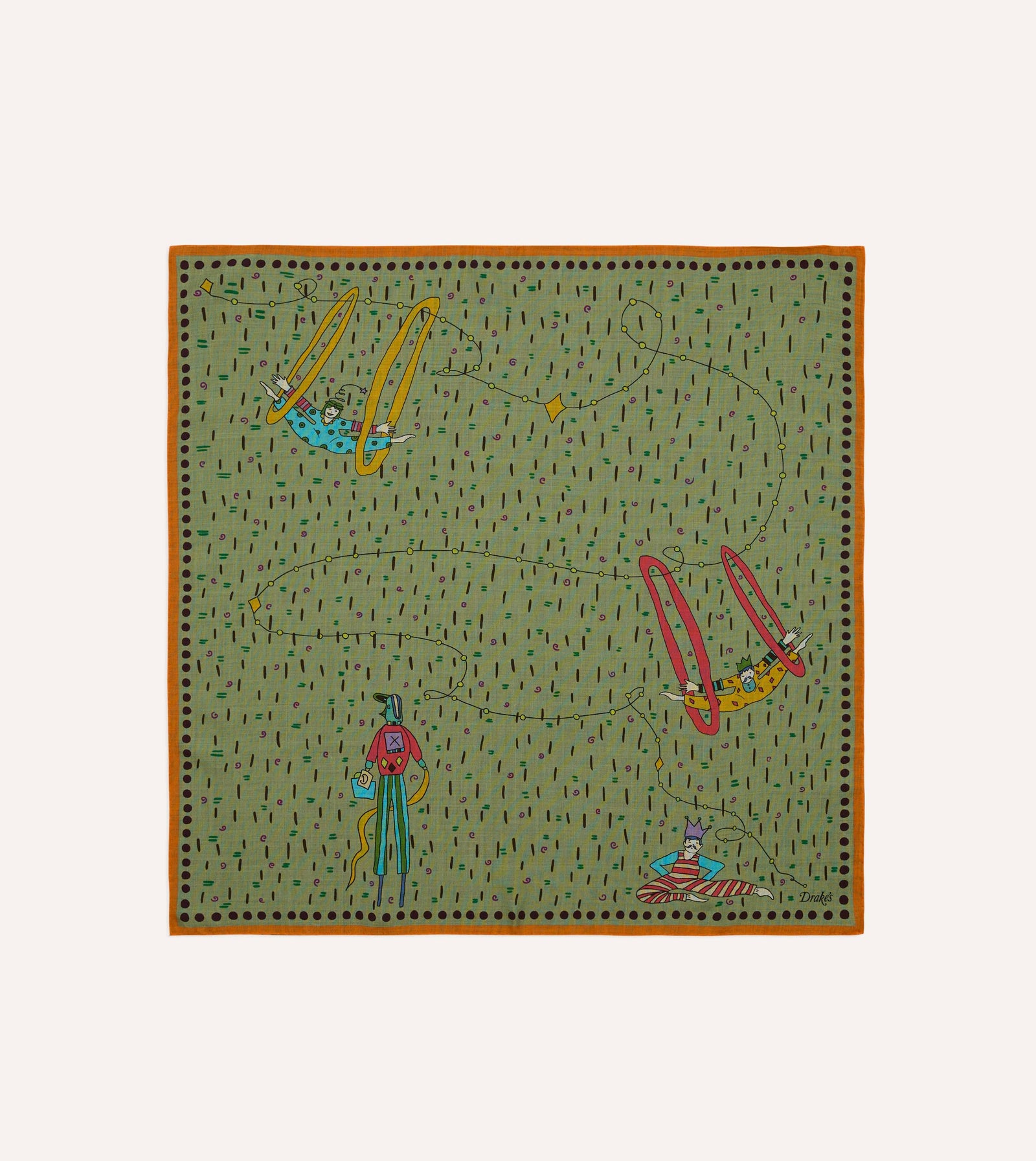 Acrobat Print Wool Silk Bandana