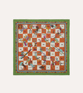 Green Snakes and Ladders Print Silk Bandana