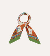 Green Snakes And Ladders Print Silk Bandana