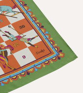 Green Snakes And Ladders Print Silk Bandana