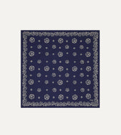 Indigo Flower Print Cotton Bandana