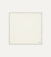 Ivory and Green Shoestring Border Silk Pocket Square