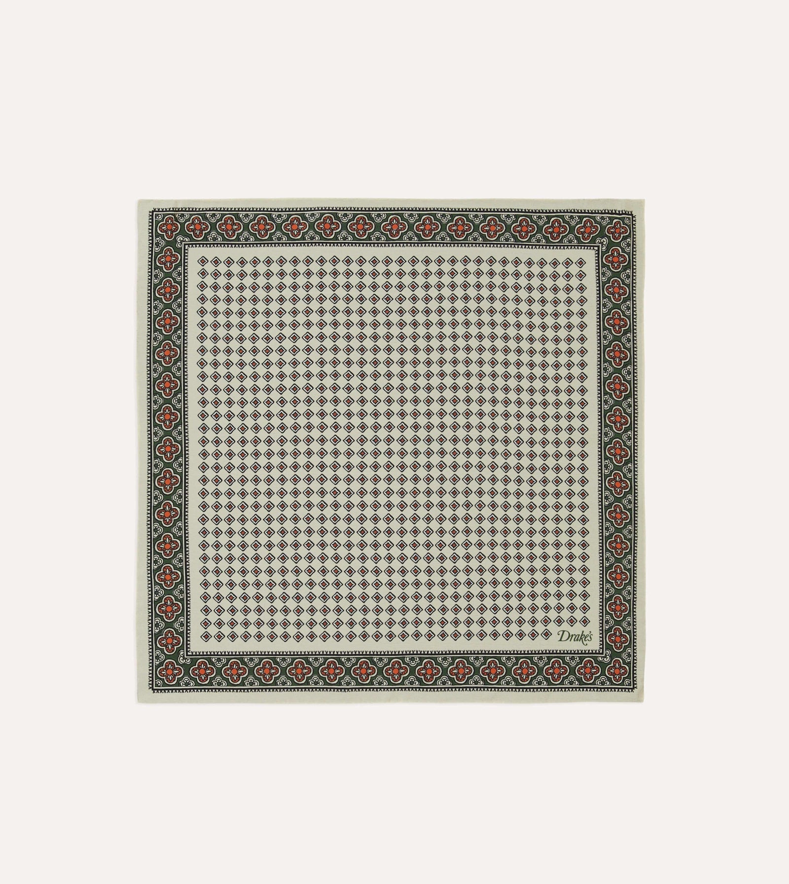 Vintage Tile Print Silk Pocket Square