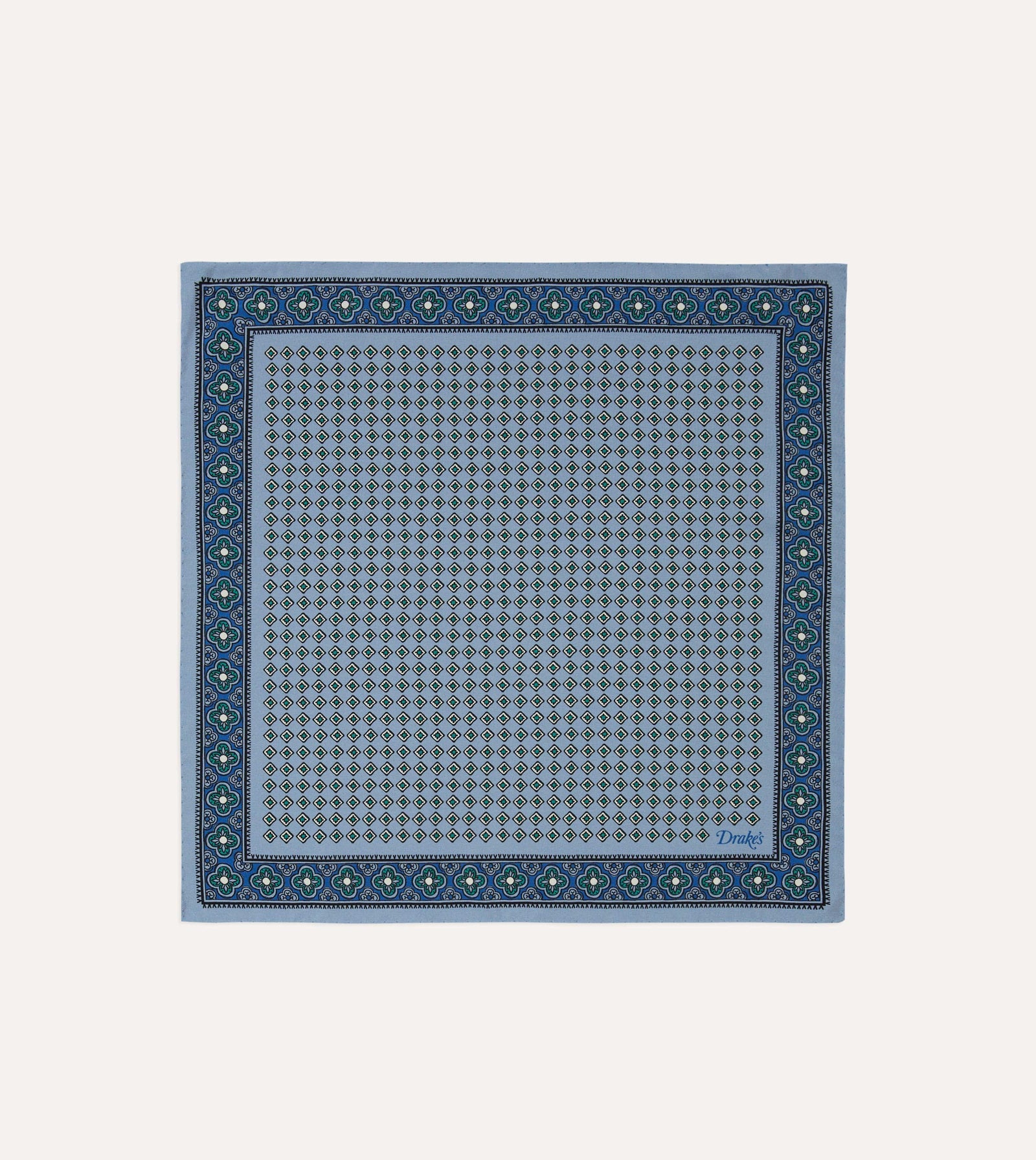 Vintage Tile Print Silk Pocket Square