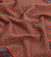 Vintage Tile Print Silk Pocket Square