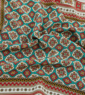 Red And Gold Floral Medallion Print Silk Pocket Square