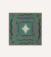 Olive and Rust Tribal Print Silk Pocket Square