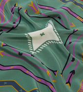 And Rust Tribal Print Silk Pocket Square