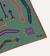 And Rust Tribal Print Silk Pocket Square